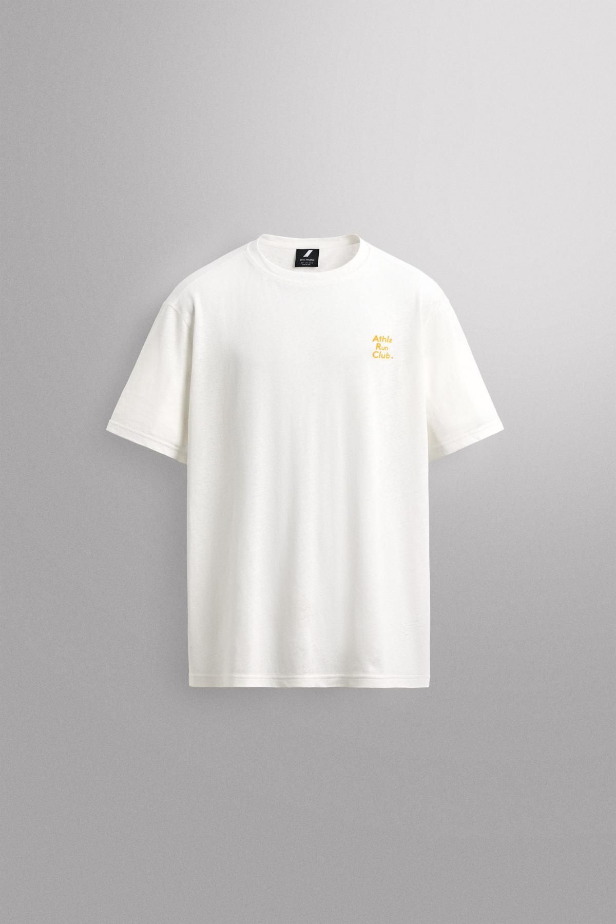 자라 테크니컬 린넨코튼 프린트 반팔 티셔츠 5868/301 OYSTER-WHITE - 메인 이미지