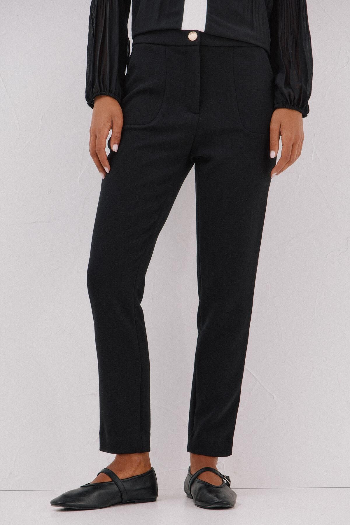 꼬르떼피엘 슬림핏 이지웨어 여성 슬랙스 팬츠 8722324 NEGRO - 상품 이미지