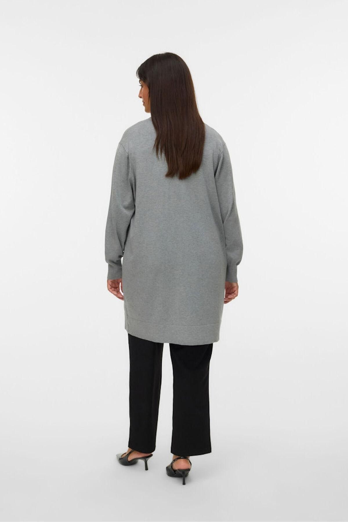 베로모다 빅사이즈 롱 오픈 니트 가디건 3762290 GRIS - 상세 이미지 4