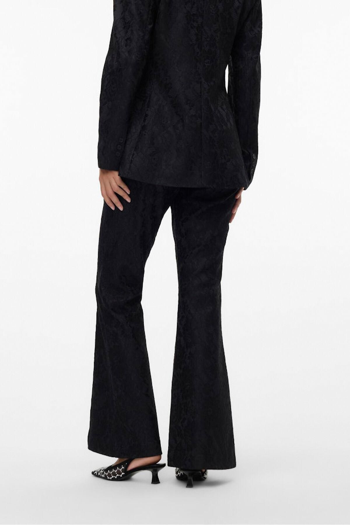 베로모다 레이스 텍스처 부츠컷 팬츠 미드라이즈 3722178 NEGRO - 상세 이미지 4