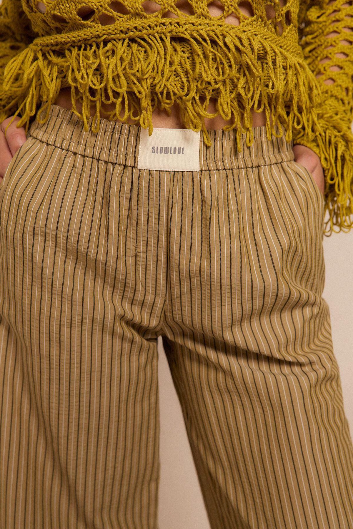 슬로우러브 와이드 스트라이프 파자마 스타일 팬츠 3722141 ESTAMPADO VERDE - 상세 이미지 2