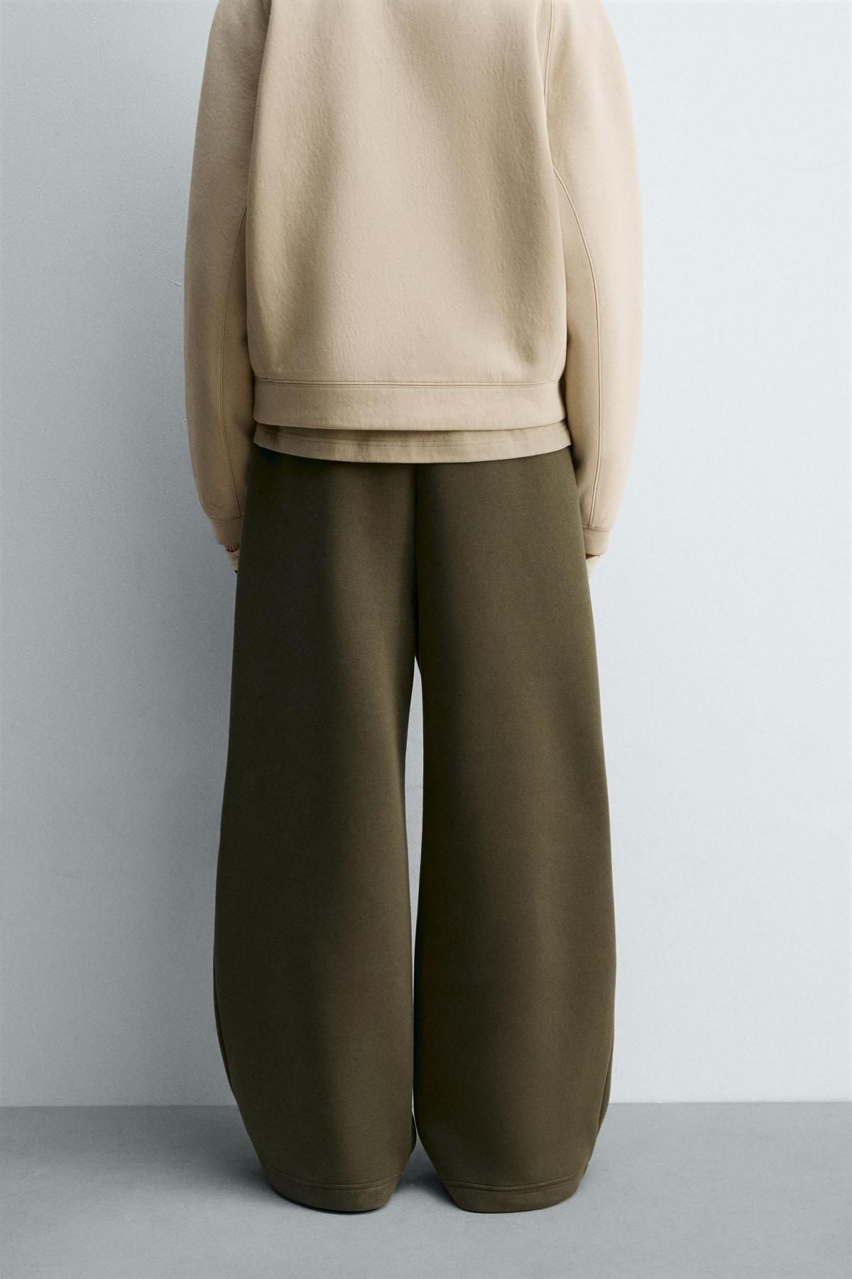 자라 네오프렌 스터드 와이드 팬츠 6318/336 OLIVE GREEN - 상세 이미지 4