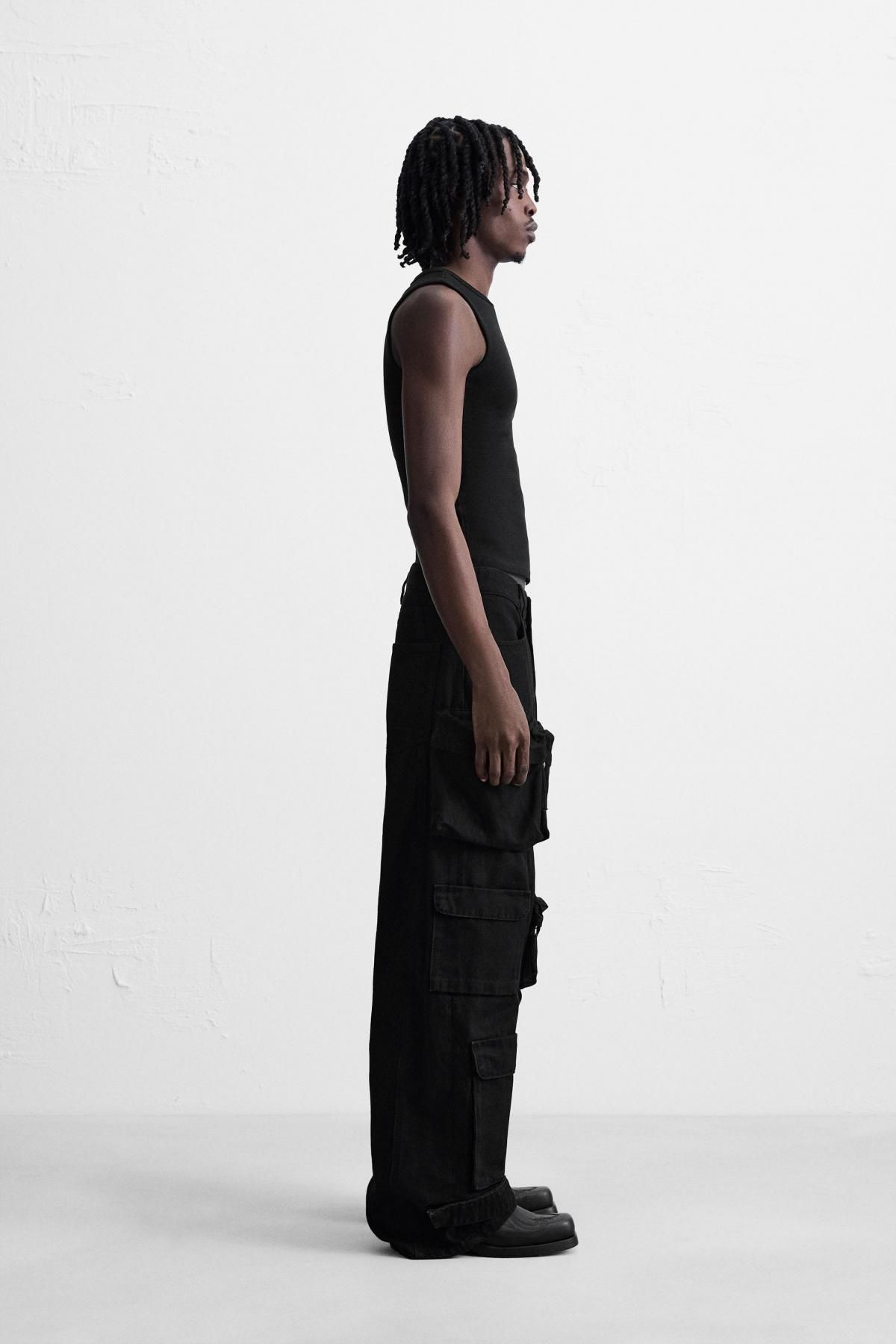 자라 테크니컬 블랙 데님 카고 팬츠 5575/374 BLACK - 상세 이미지 4