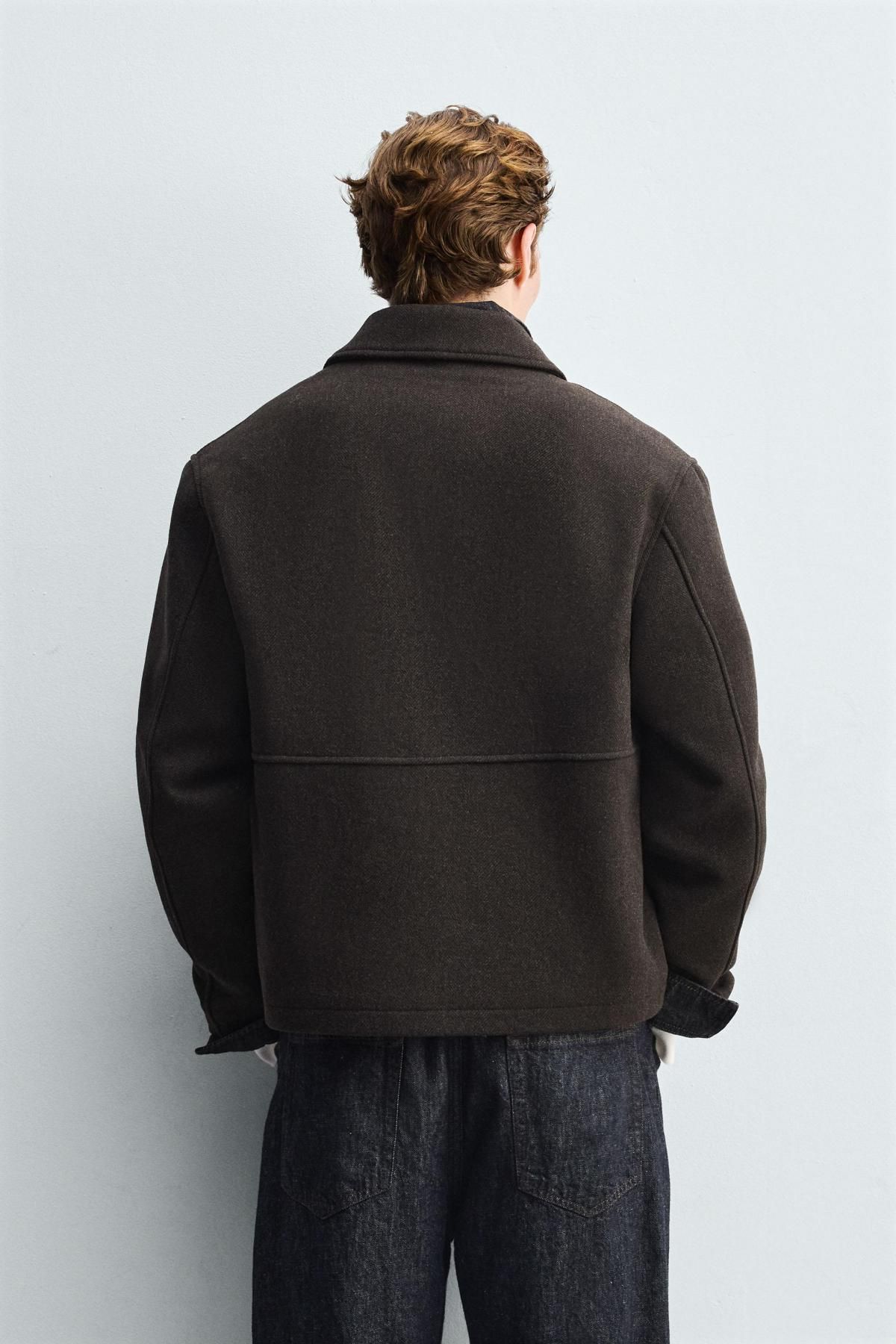 자라 테크니컬 울블렌드 텍스처 집업 재킷 8281/211 BROWN - 상세 이미지 4