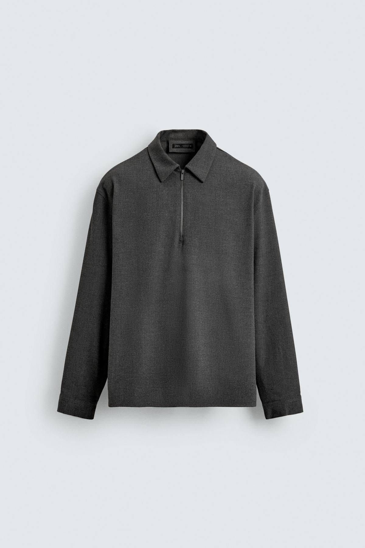 자라 다크 그레이 긴팔 폴로 셔츠 7484/697 FROSTED GRAY - 메인 이미지