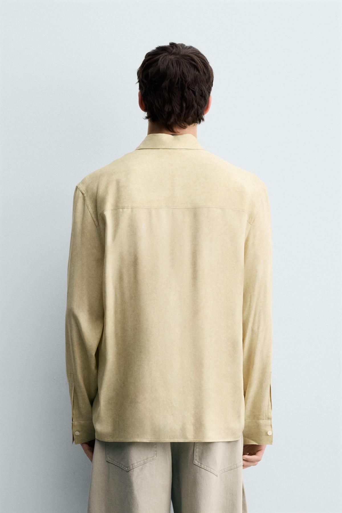 자라 베이직 루즈핏 플루이드 비스코스 긴팔 셔츠 5859/612 BEIGE - 상세 이미지 4