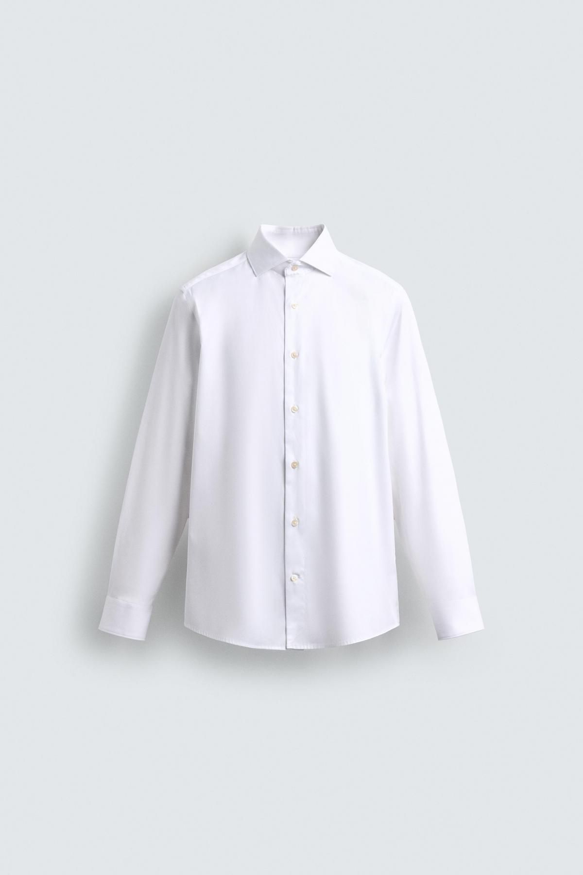 자라 미니멀 화이트 레귤러핏 이탈리안 칼라 긴팔 셔츠 4166/165 WHITE - 메인 이미지