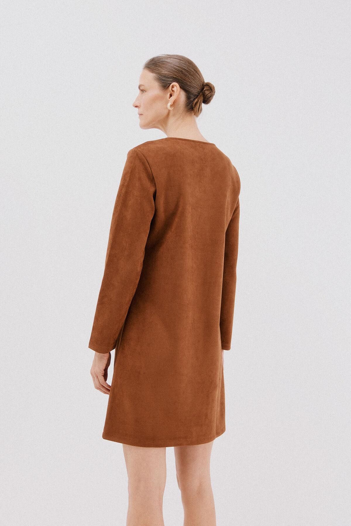 꼬르떼피엘 브라운 버튼 스웨이드 미니 원피스 5202684 MARRON OSCURO - 상세 이미지 4