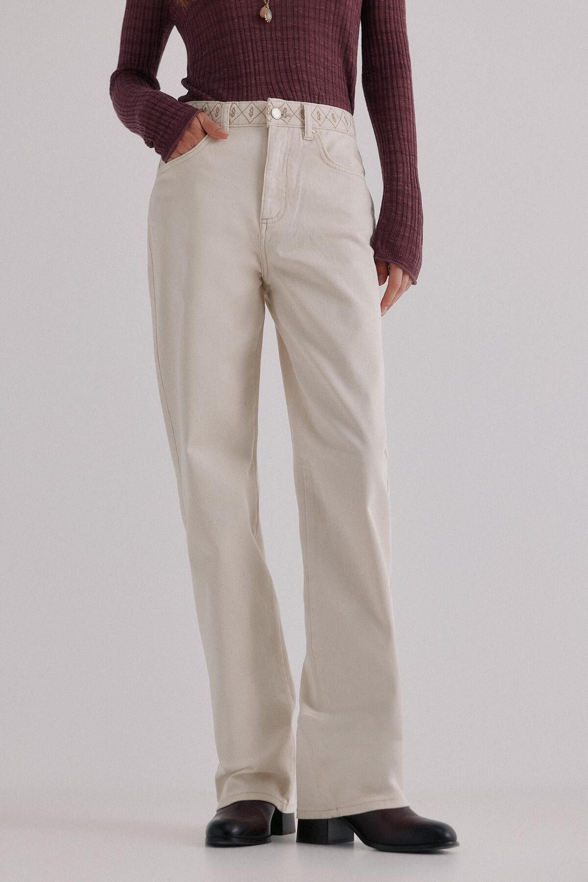 호스 인트로피아 자수 스트레이트핏 데님 팬츠 8022171 MARFIL - 상품 이미지