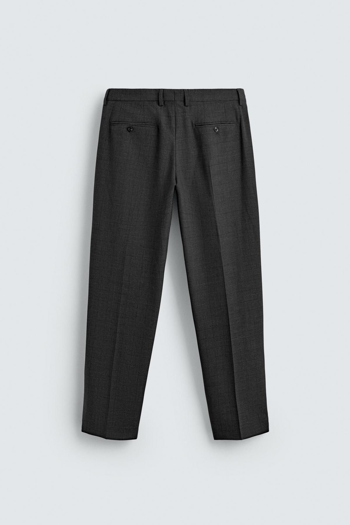 자라 슬림핏 체크 울 블렌드 정장 팬츠 1564/351 ANTHRACITE GREY 이미지 7