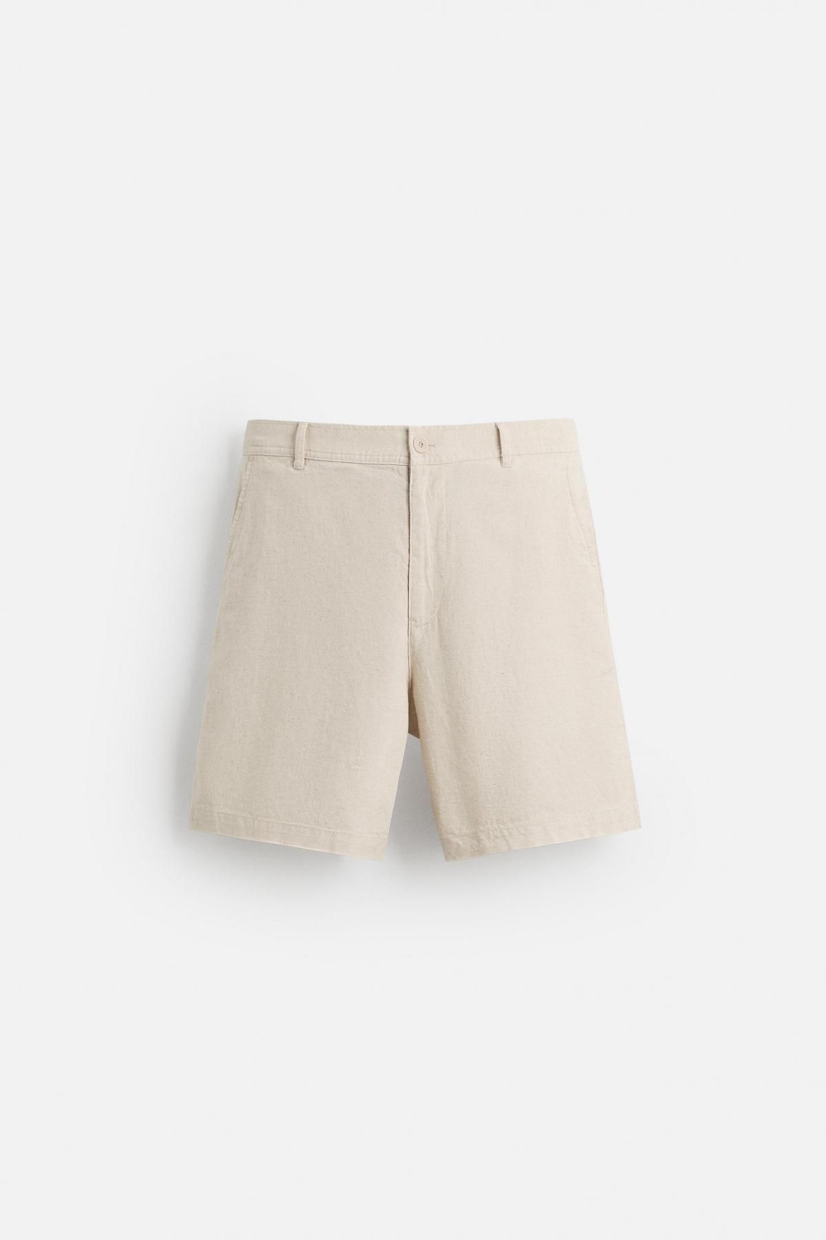 자라 베이직 코튼리넨 반바지 4391/305 LIGHT BEIGE - 메인 이미지