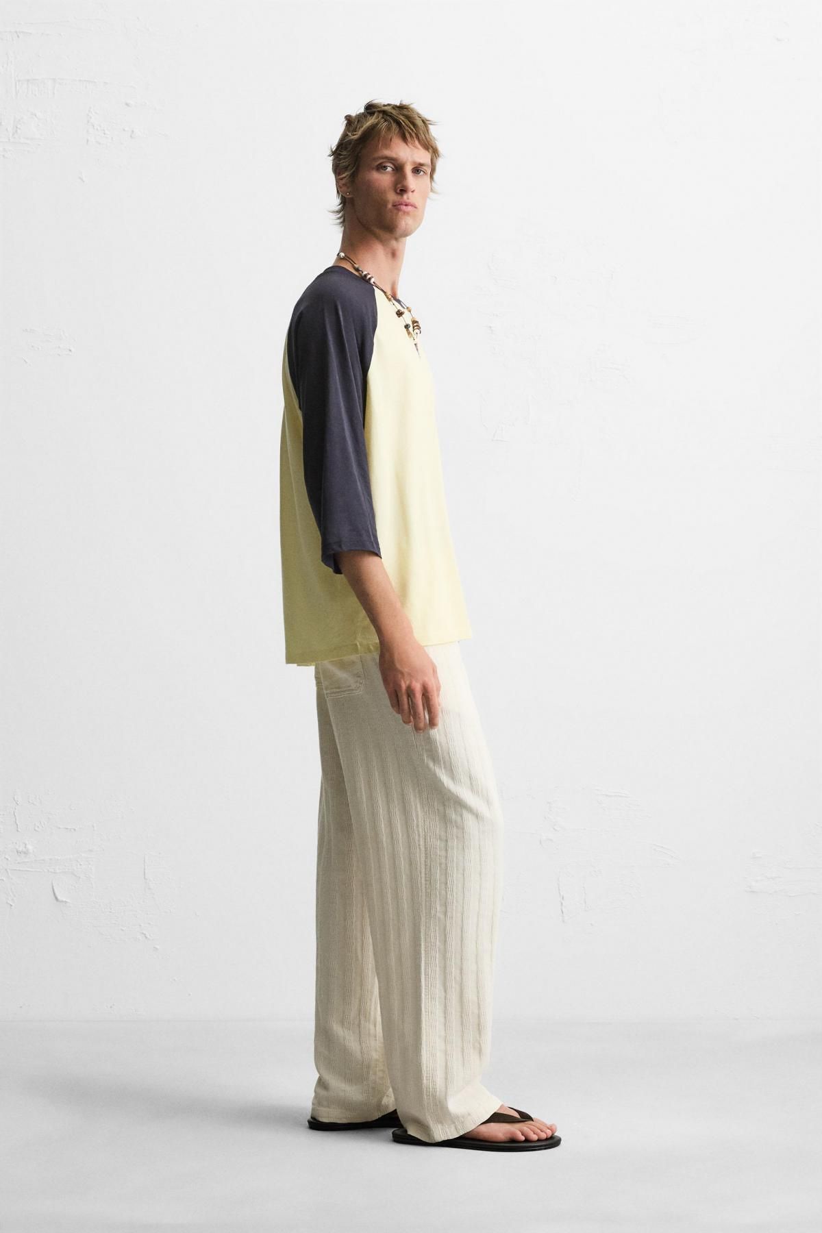 자라 릴랙스핏 자카드 와이드 팬츠 1538/302 ECRU - 상세 이미지 4