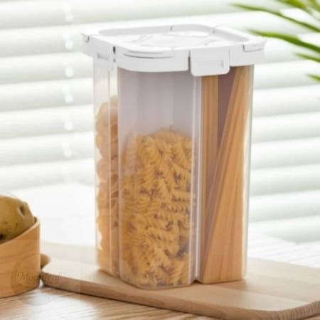 MLStore 4칸 분리형 잡곡통 실리콘 패킹 2.3L 냉장고보관통 사료보관용기
