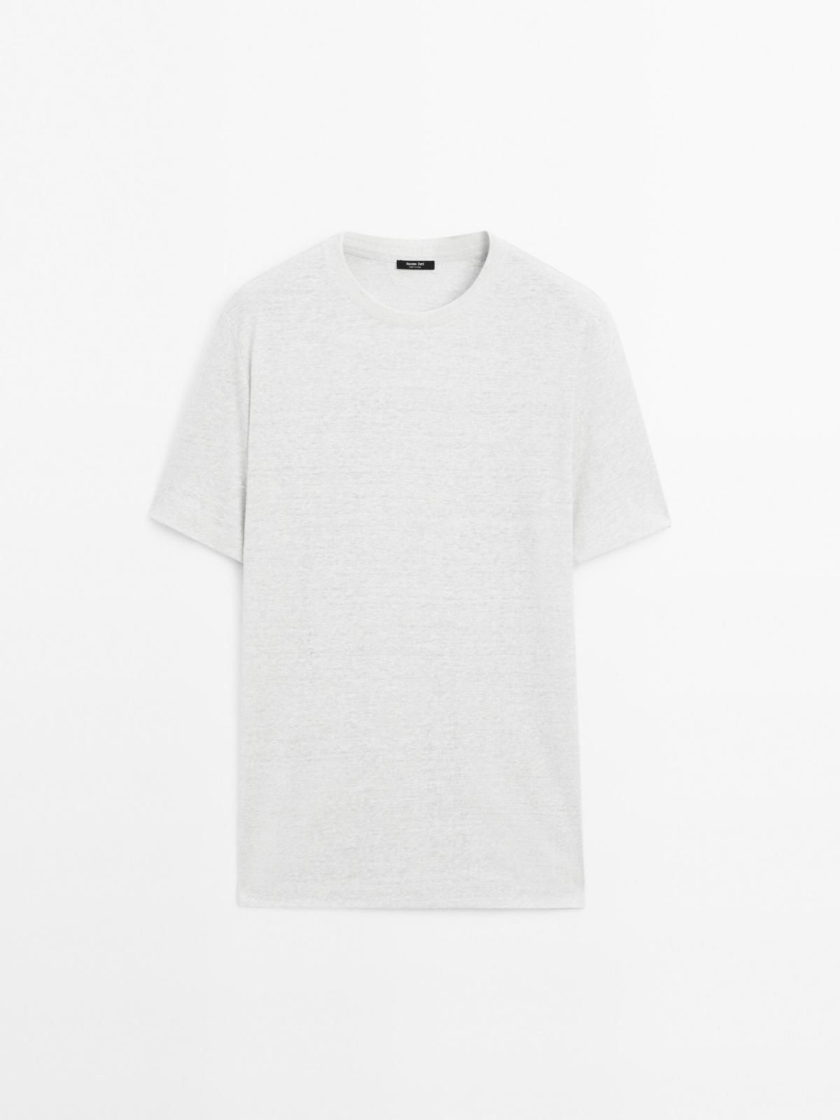마시모두띠 리넨블렌드 배색 니트 반팔 티셔츠 0501/157 GREY MARL - 상품 이미지