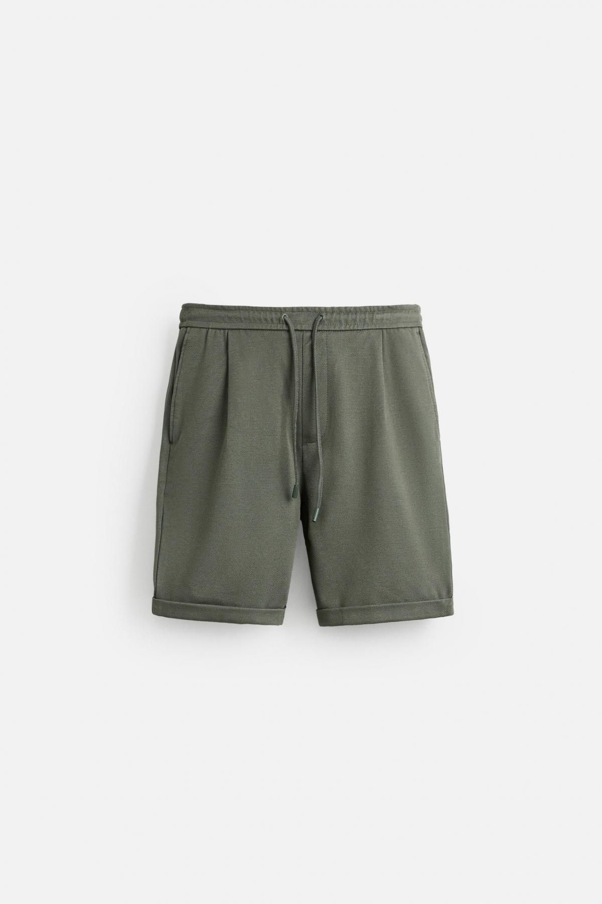 자라 컴포트 와이드 밴딩 버뮤다 반바지 7484/873 GREEN - 메인 이미지