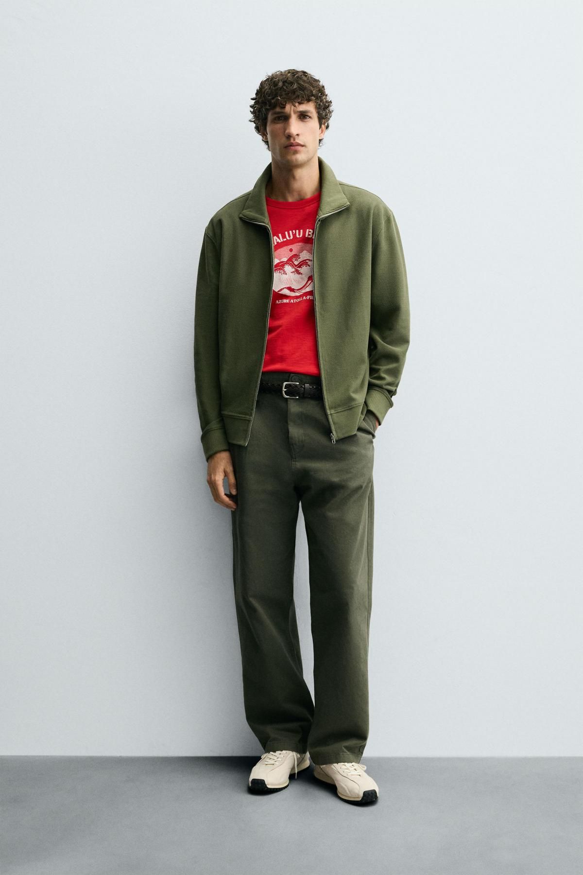자라 라이트웨이트 하이넥 집업 스웨트셔츠 4092/337 GREEN-DRY - 상세 이미지 2