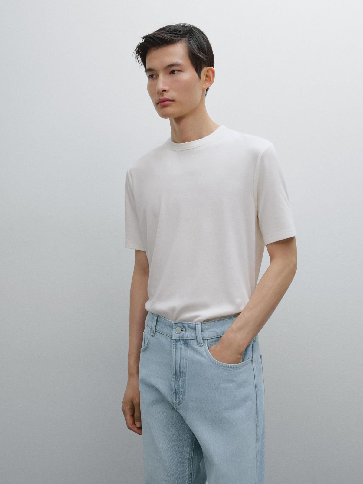 마시모두띠 미니멀 코튼블렌드 반팔 티셔츠 1414/207 CREAM - 상품 이미지