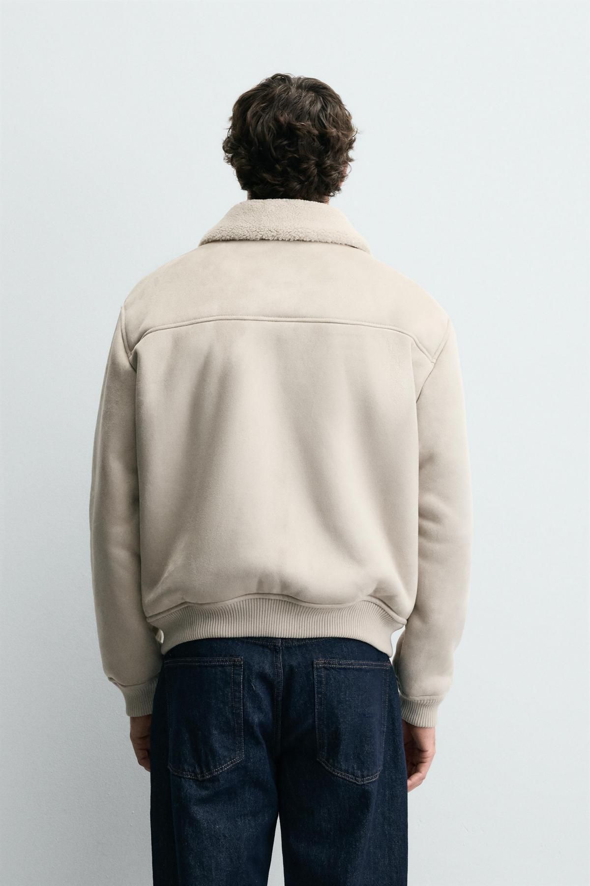 자라 시어링 안감 페이크 스웨이드 집업 재킷 6318/406 LIGHT GREY - 상세 이미지 4