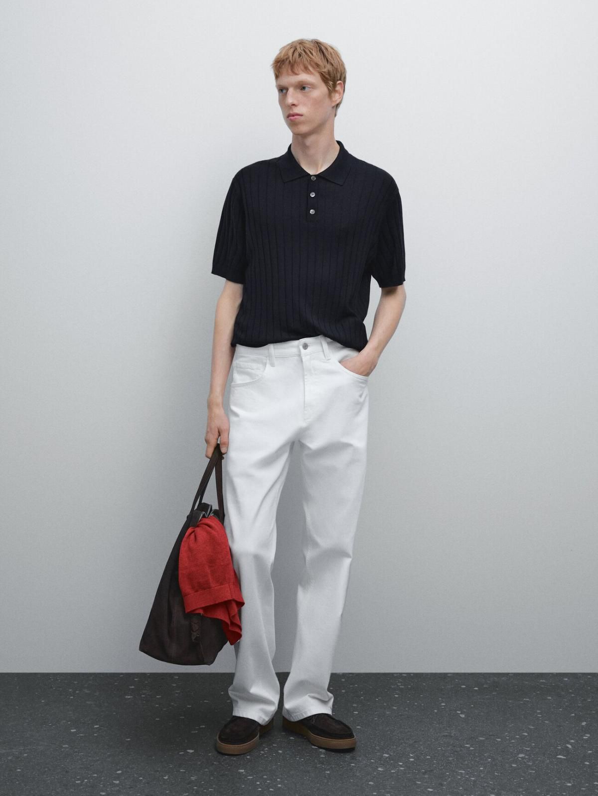 마시모두띠 리브드 테크니컬 코튼 반팔 폴로셔츠 0954/208 NAVY BLUE - 상세 이미지 2