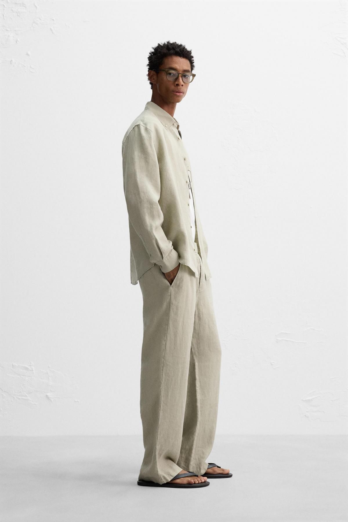 자라 프리미엄 린넨 긴팔 셔츠 4334/181 LIGHT BEIGE - 상세 이미지 5