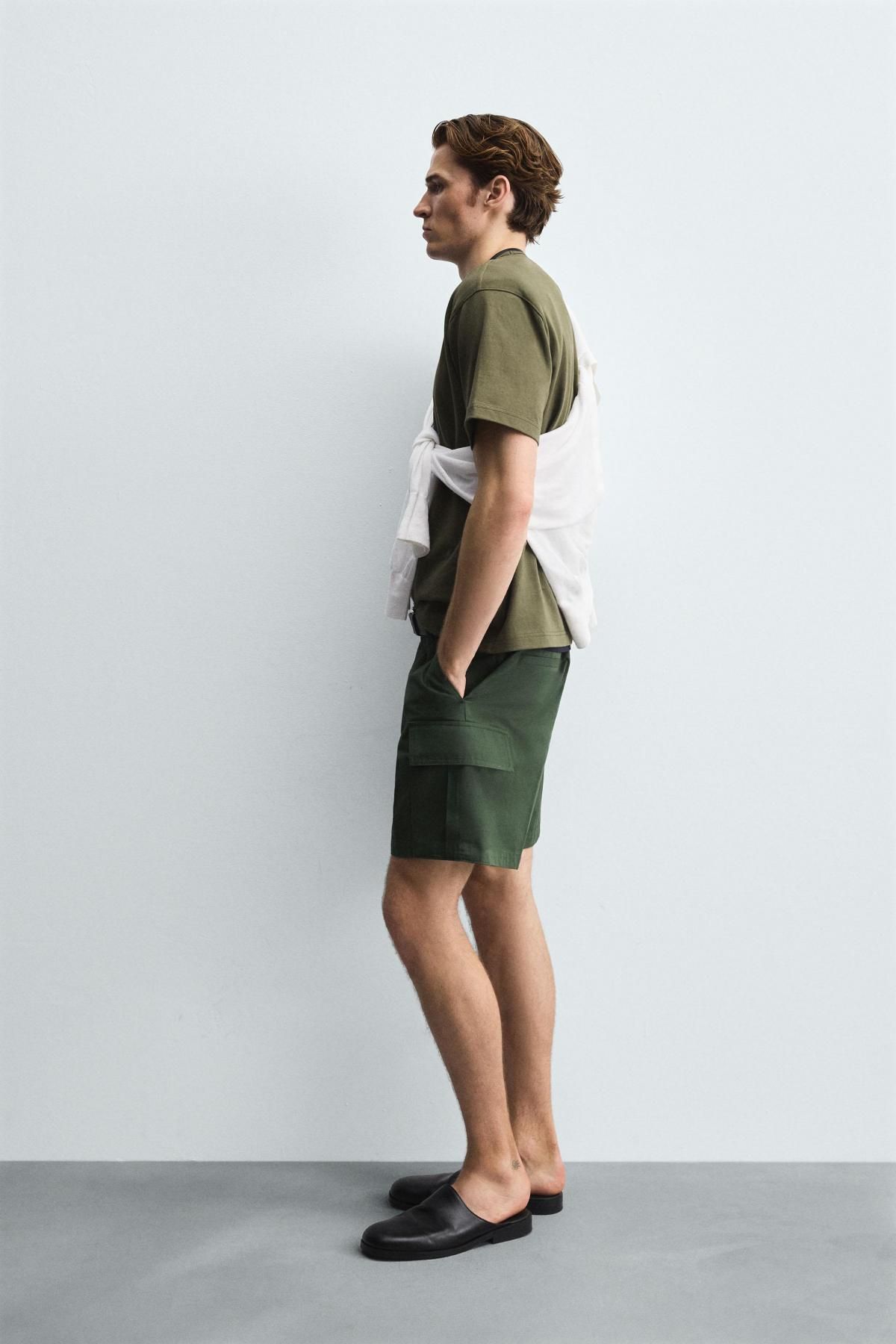 자라 레귤러핏 코튼 테크니컬 카고 버뮤다 팬츠 2675/310 DARK GREEN - 상세 이미지 4