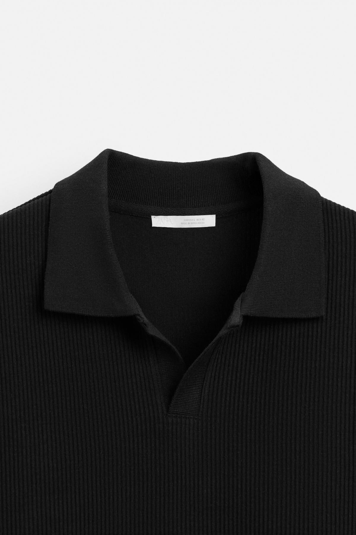 자라 세로 텍스처 폴로 셔츠 0526/460 BLACK 이미지 8