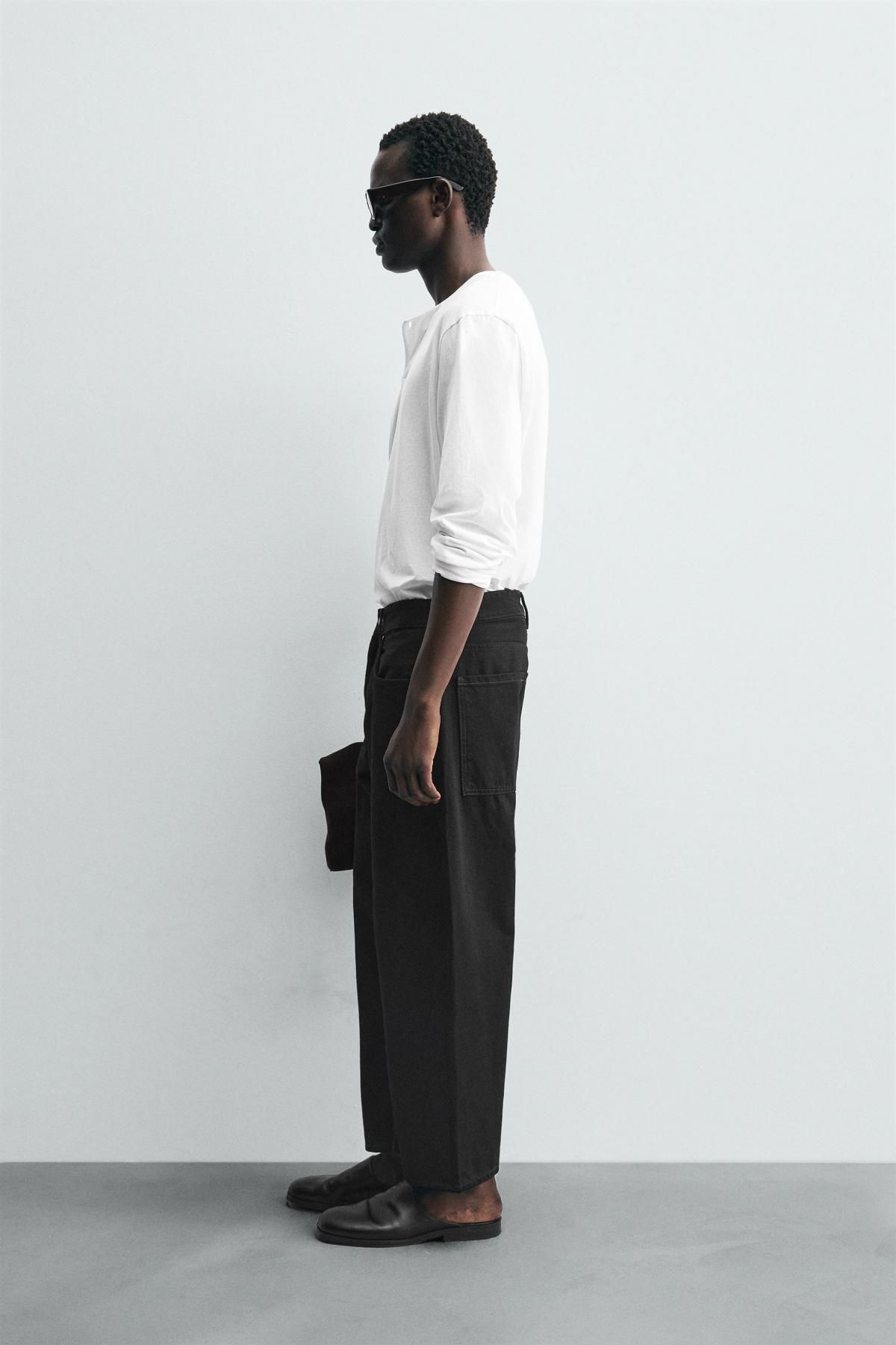 자라 테이퍼드 와이드핏 블랙 데님 진 9942/360 BLACK - 상세 이미지 5