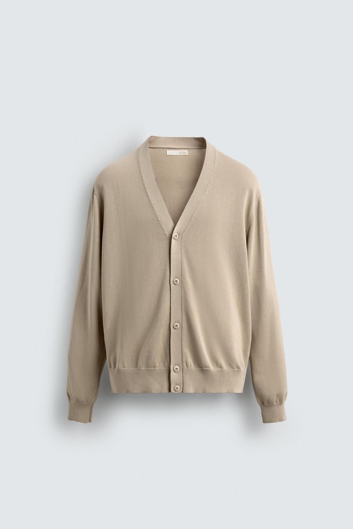 자라 라이트 텍스처 버튼 베이직 니트 가디건 9598/301 BEIGE - 메인 이미지