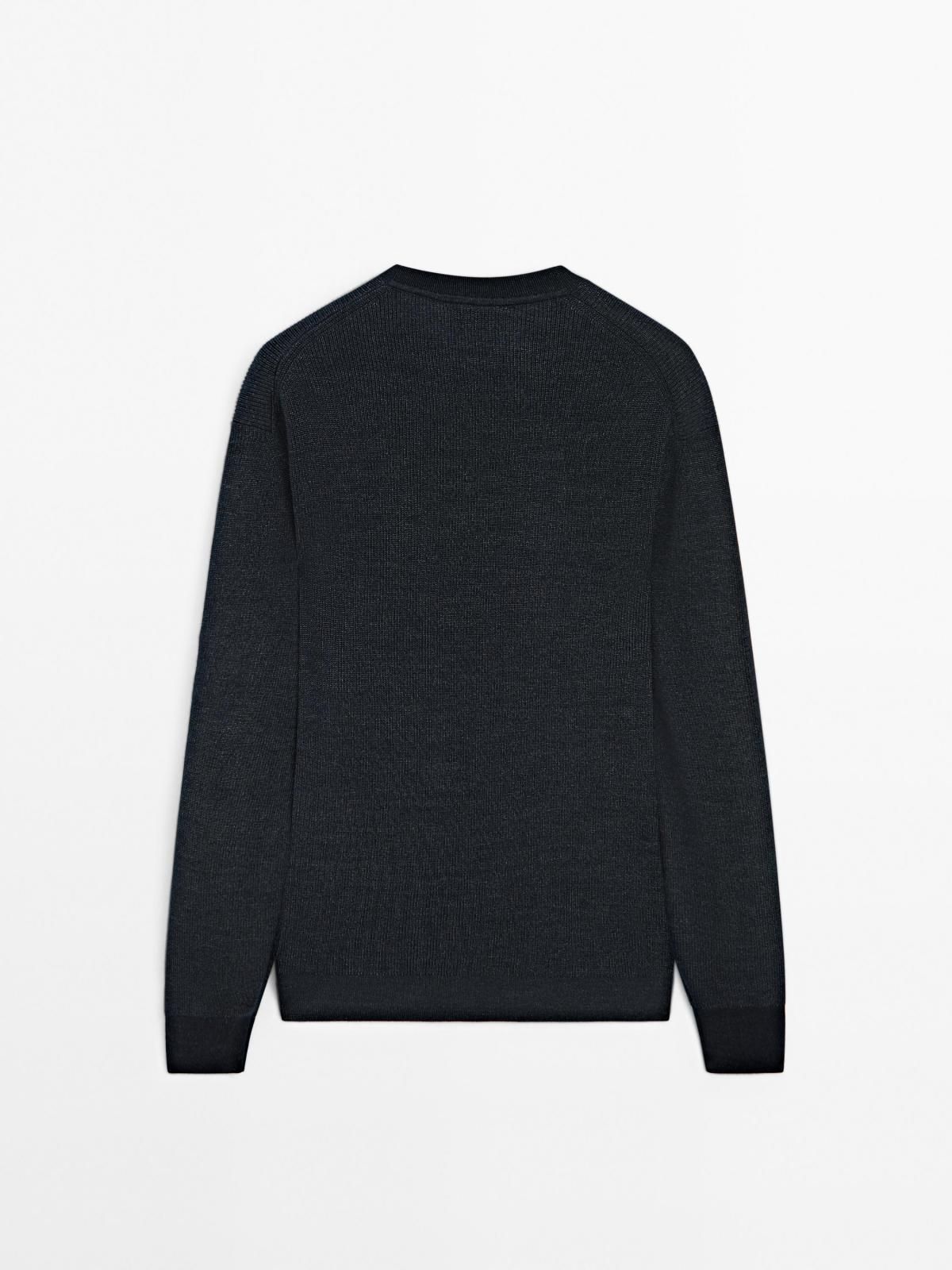 마시모두띠 데님이펙트 울블렌드 라운드 니트 긴팔 스웨터 1024/227 NAVY BLUE - 상세 이미지 2