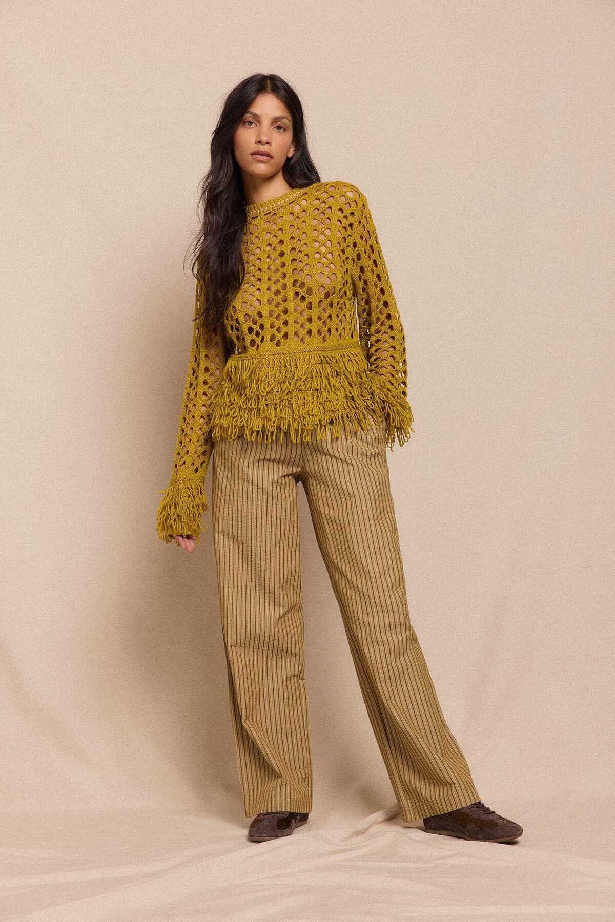 슬로우러브 와이드 스트라이프 파자마 스타일 팬츠 3722141 ESTAMPADO VERDE - 상세 이미지 5