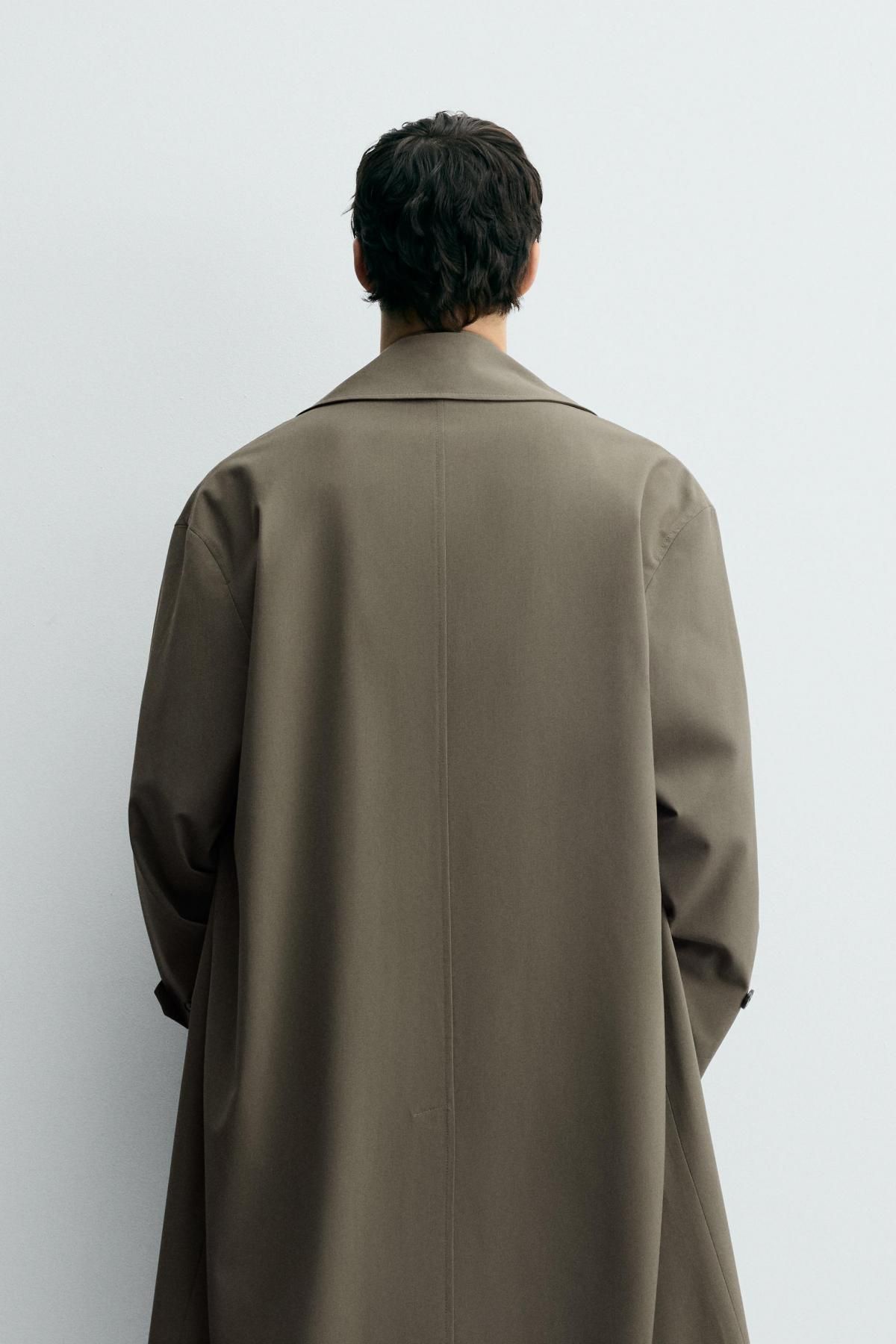 자라 카키 오버사이즈 더블브레스트 트렌치코트 6861/495 TAUPE GREY - 상세 이미지 4