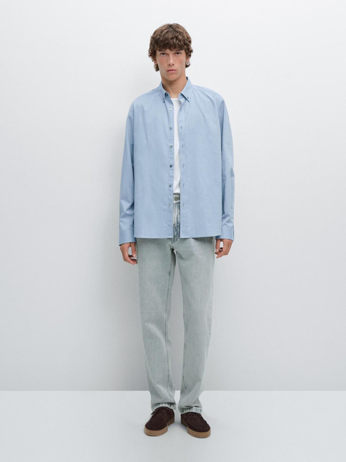마시모두띠 멜란지 레귤러핏 옥스포드 긴팔 셔츠 1765/263 BLUE - 상세 이미지 2