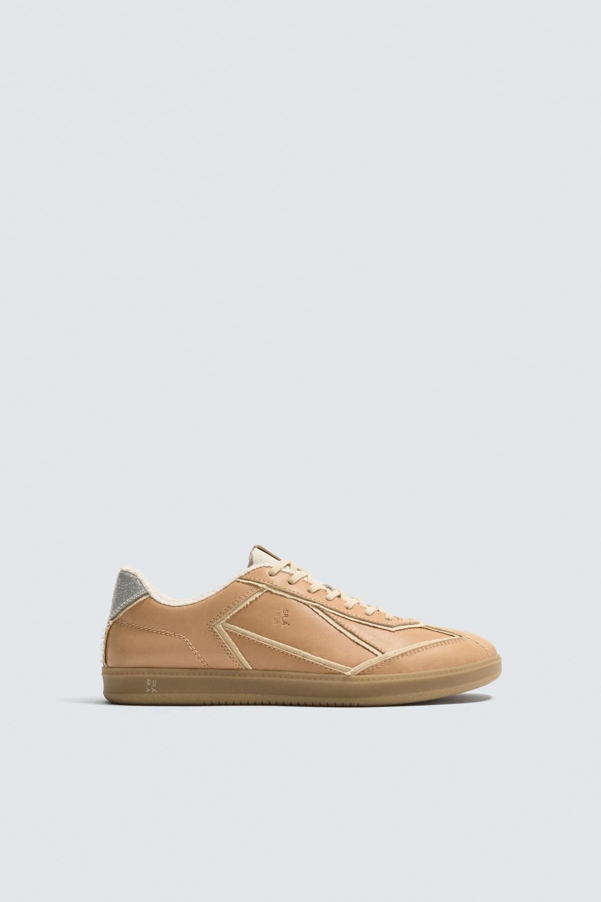 자라 프리미엄 레더 로우탑 스니커즈 2275/620 SAND BROWN - 메인 이미지