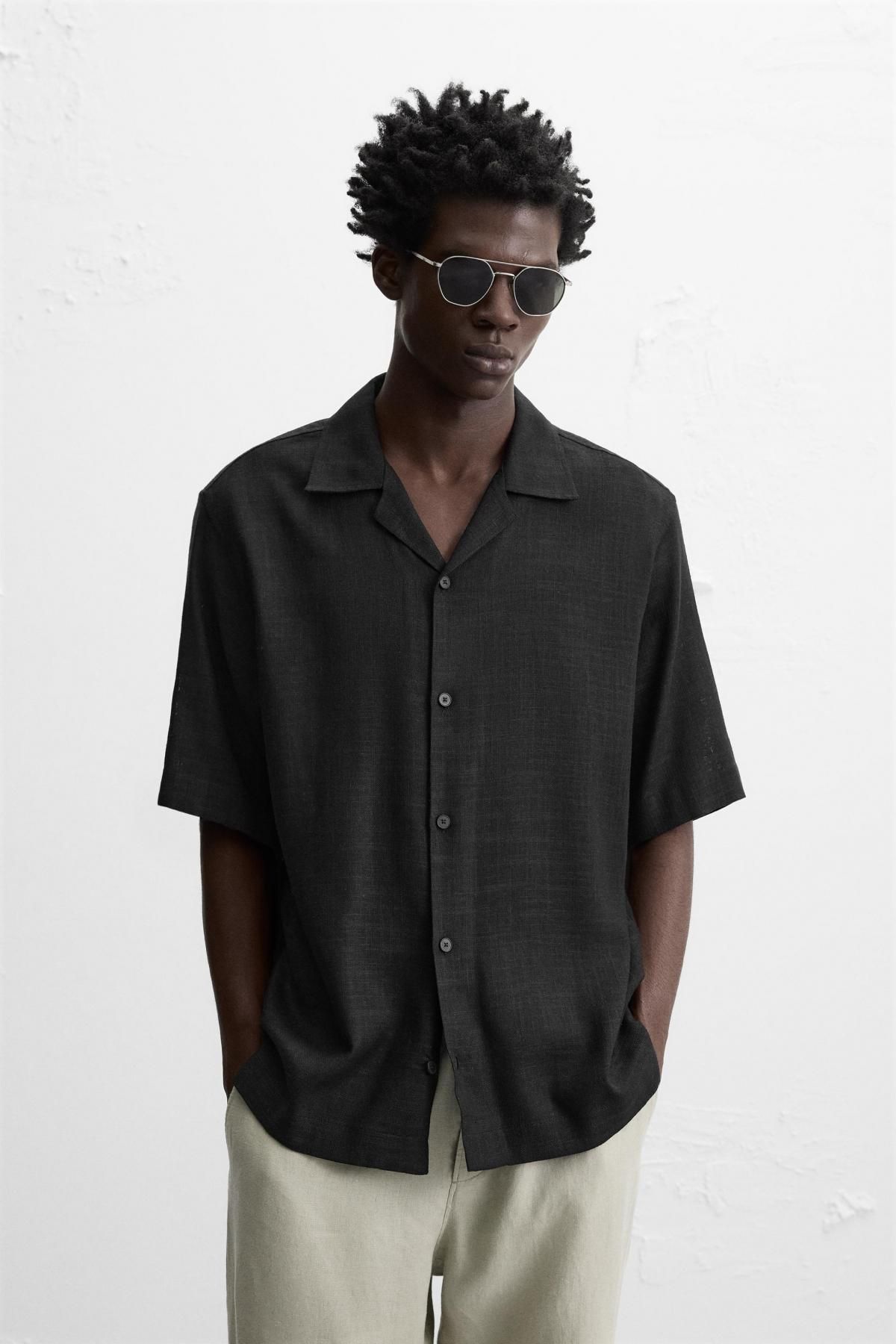 자라 릴랙스핏 반팔 셔츠 4620/300 BLACK - 상세 이미지 3