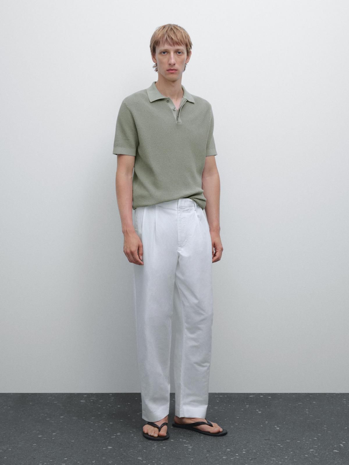 마시모두띠 텍스처드 코튼 반팔 폴로셔츠 0914/388 PEARL/BEIGE - 상세 이미지 2