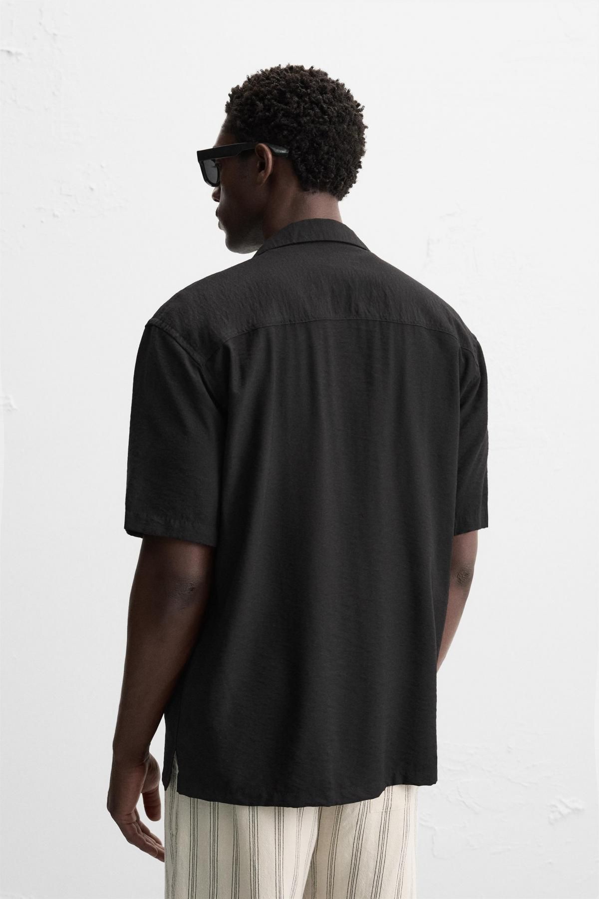 자라 릴랙스핏 플루이드 반팔 셔츠 7545/400 BLACK - 상세 이미지 4