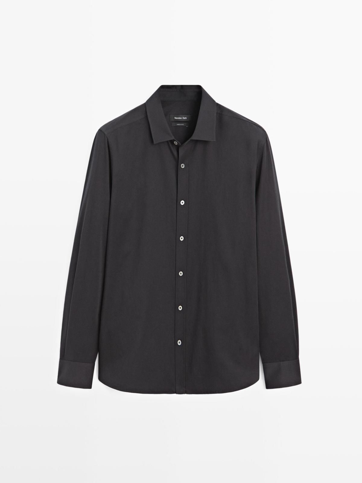 마시모두띠 미니멀 레귤러핏 코튼블렌드 긴팔셔츠 1770/260 NAVY BLUE - 상품 이미지