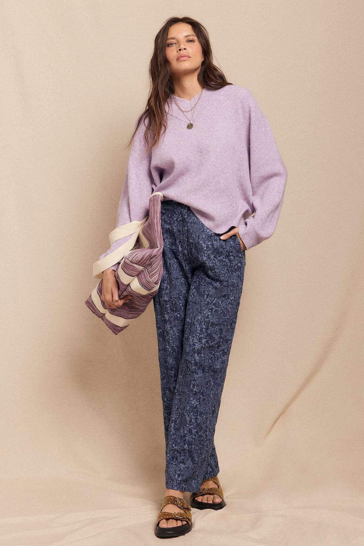 슬로우러브 자카드 플리츠 와이드 팬츠 3722133 AZUL MARINO - 상세 이미지 2