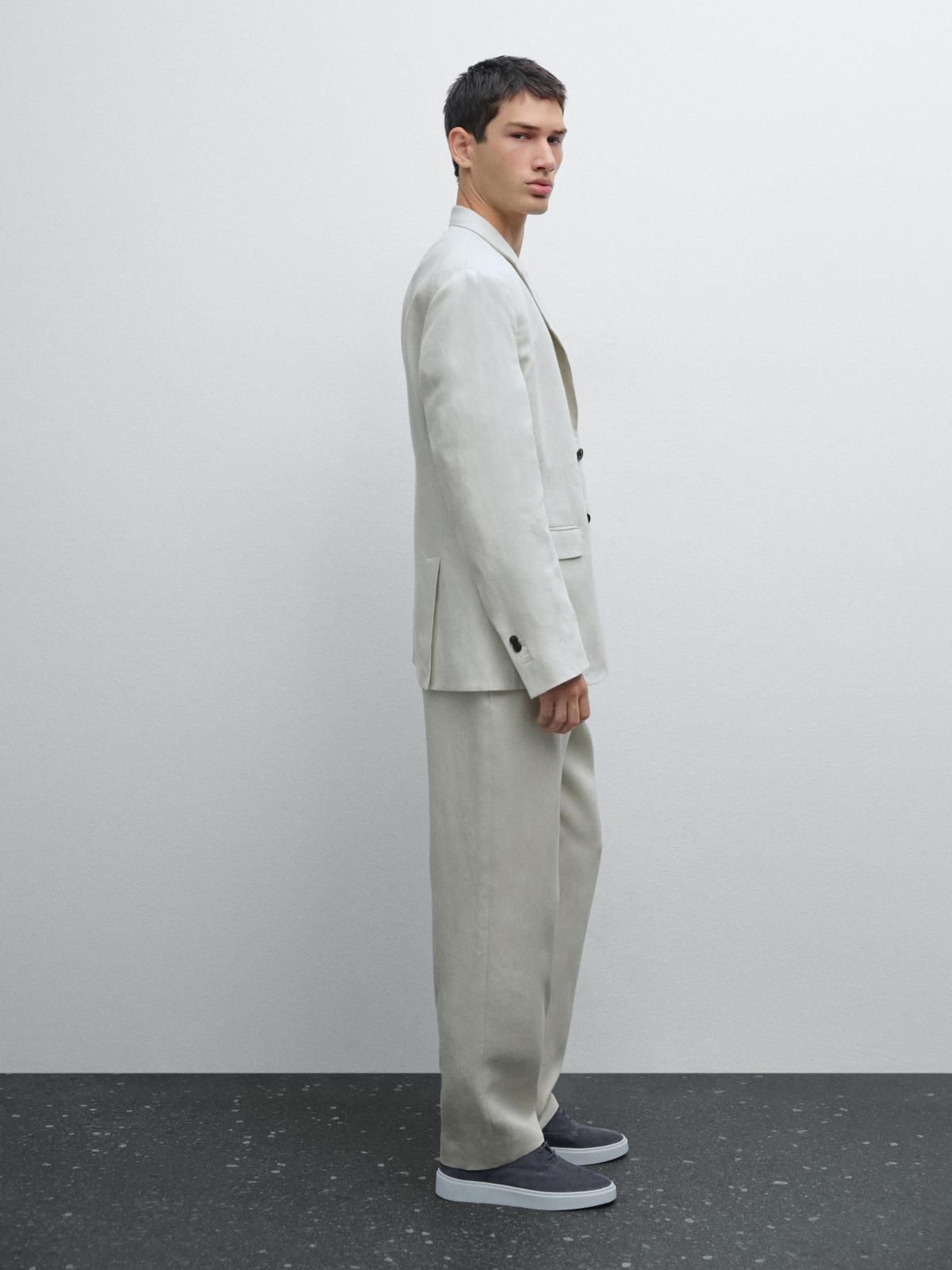 마시모두띠 프리미엄 리넨 100 슬림핏 수트 팬츠 2861/353 LIGHT BEIGE - 상세 이미지 2