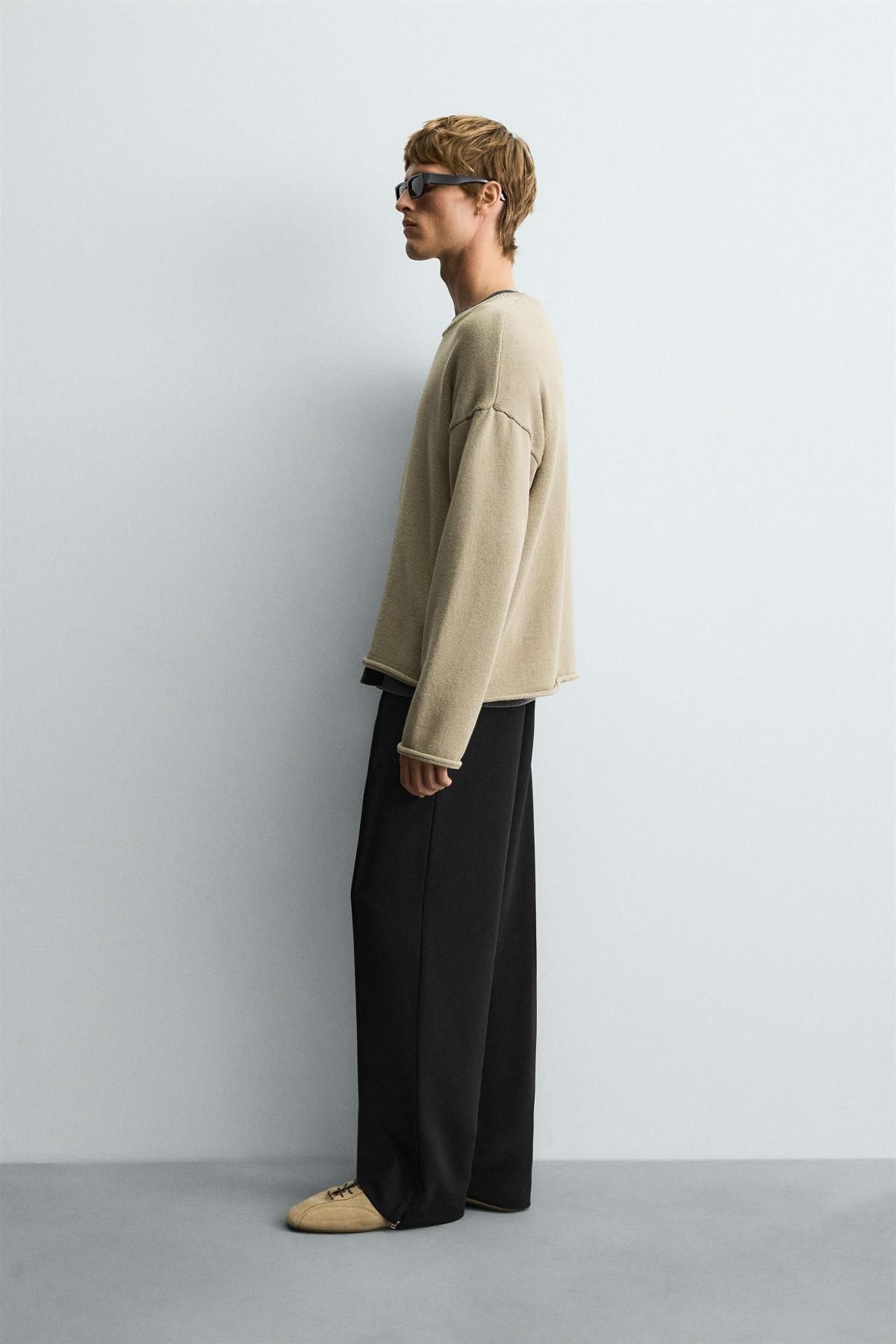 자라 테크니컬 와이드 밴딩 슬랙스 팬츠 4391/700 BLACK - 상세 이미지 4