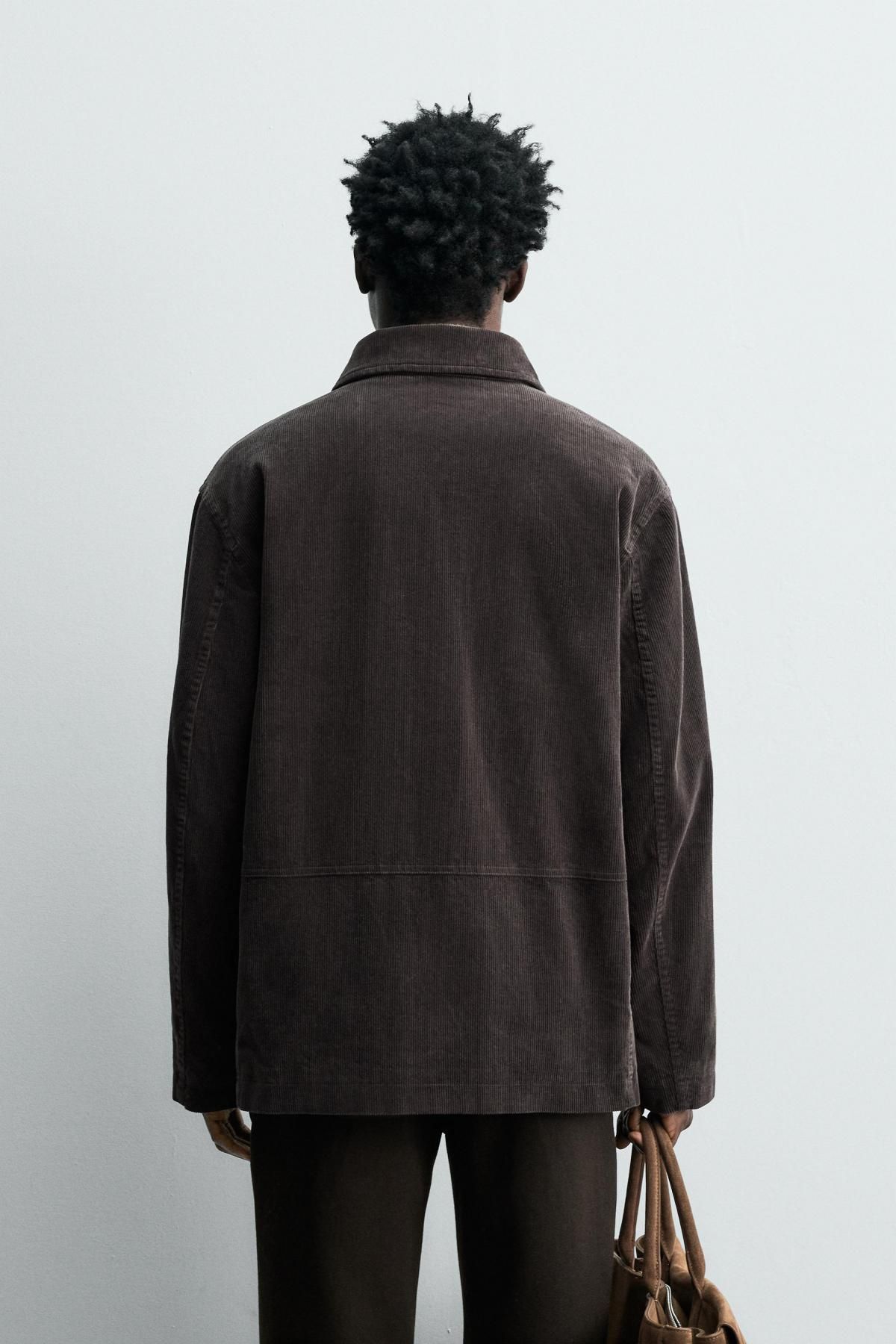 자라 코듀로이 오버핏 포켓 재킷 8491/225 DARK BROWN - 상세 이미지 4
