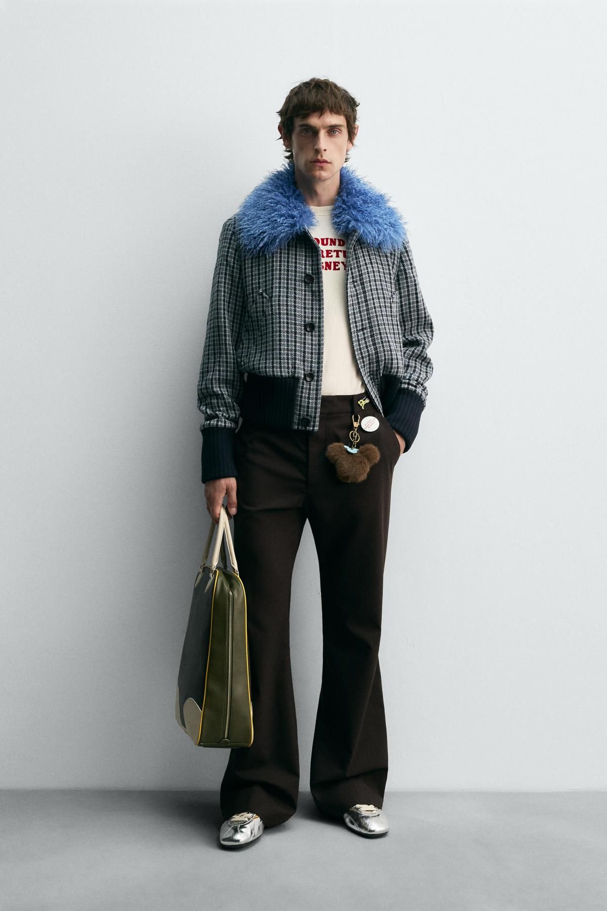 자라 체크 블루 퍼카라 봄버 재킷 X 해리 램버트 디즈니 6476/058 BROWN-BLUE - 상세 이미지 2