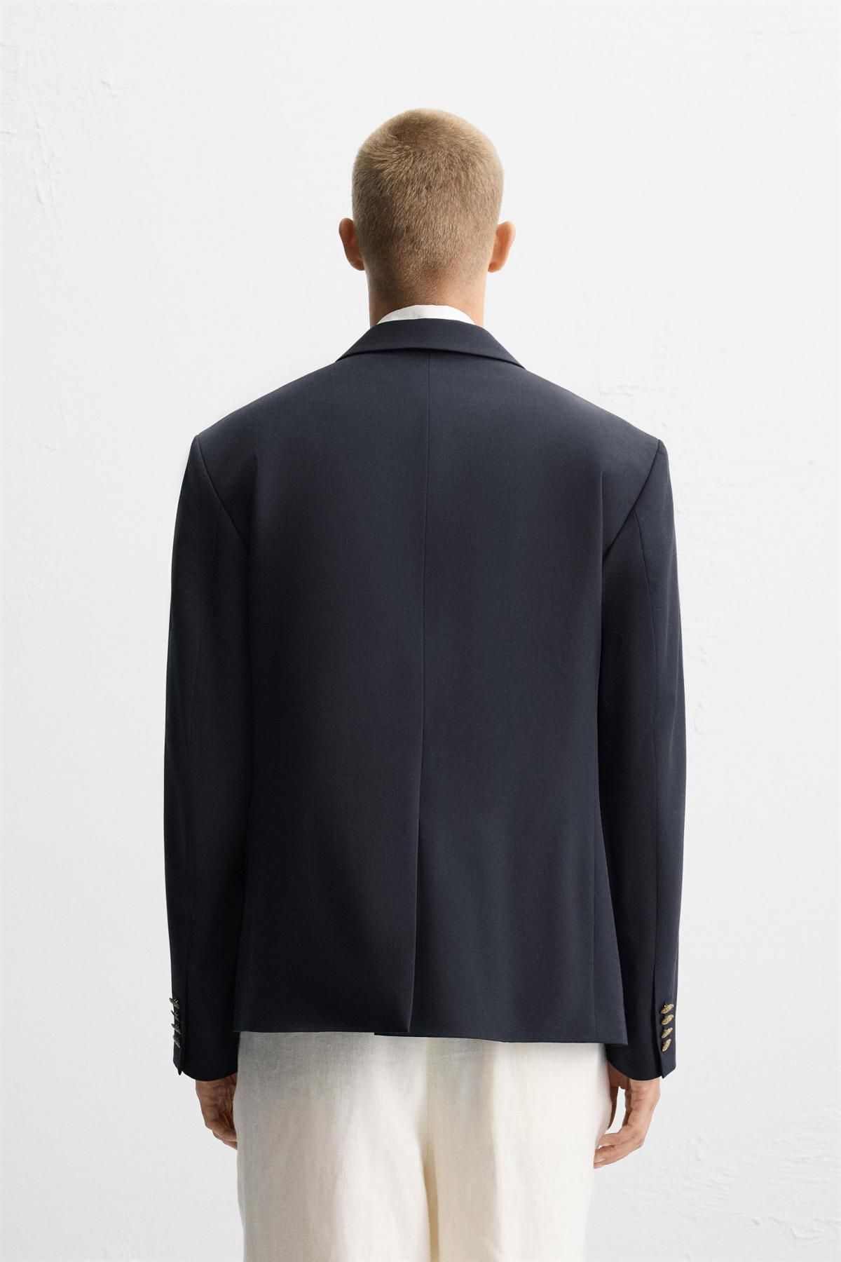 자라 테크니컬 더블브레스트 메탈버튼 테일러드 재킷 1564/305 DARK NAVY - 상세 이미지 4