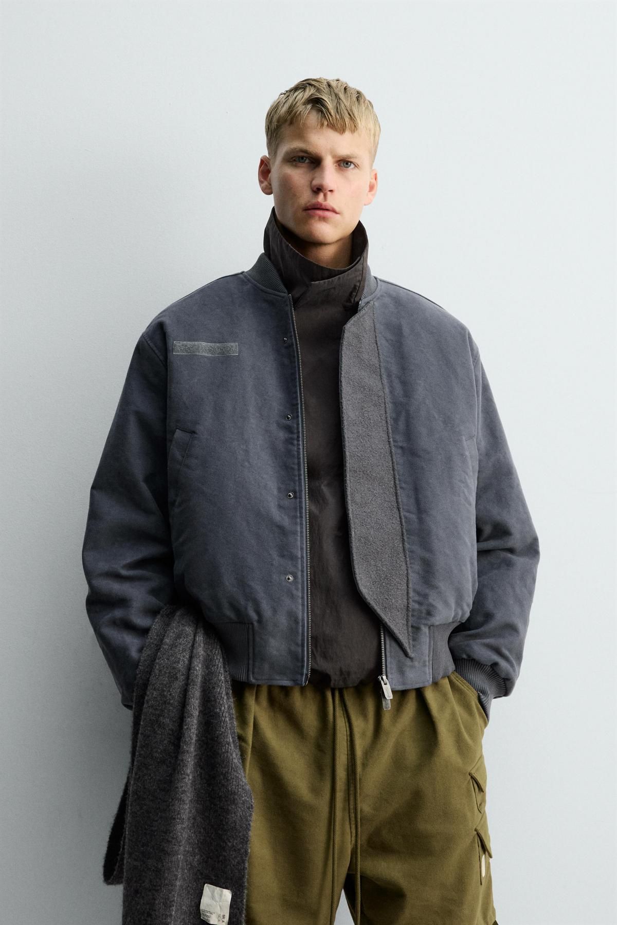 자라 텍스처 박시핏 봄버 재킷 X SRA 3918/154 BLUE / GREY - 상세 이미지 3