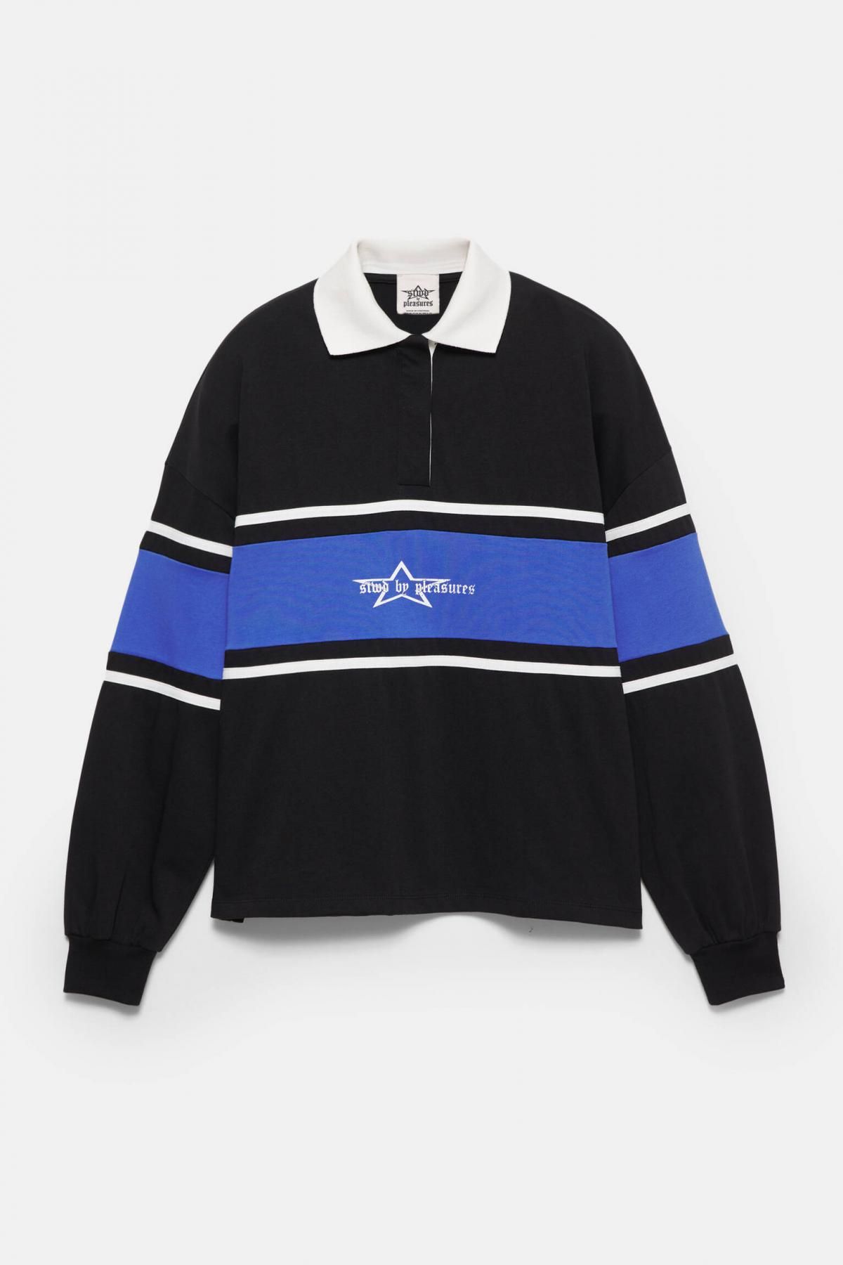 풀앤베어 배색 테크니컬 긴팔 폴로 셔츠 7154/309 NAVY - 상품 이미지