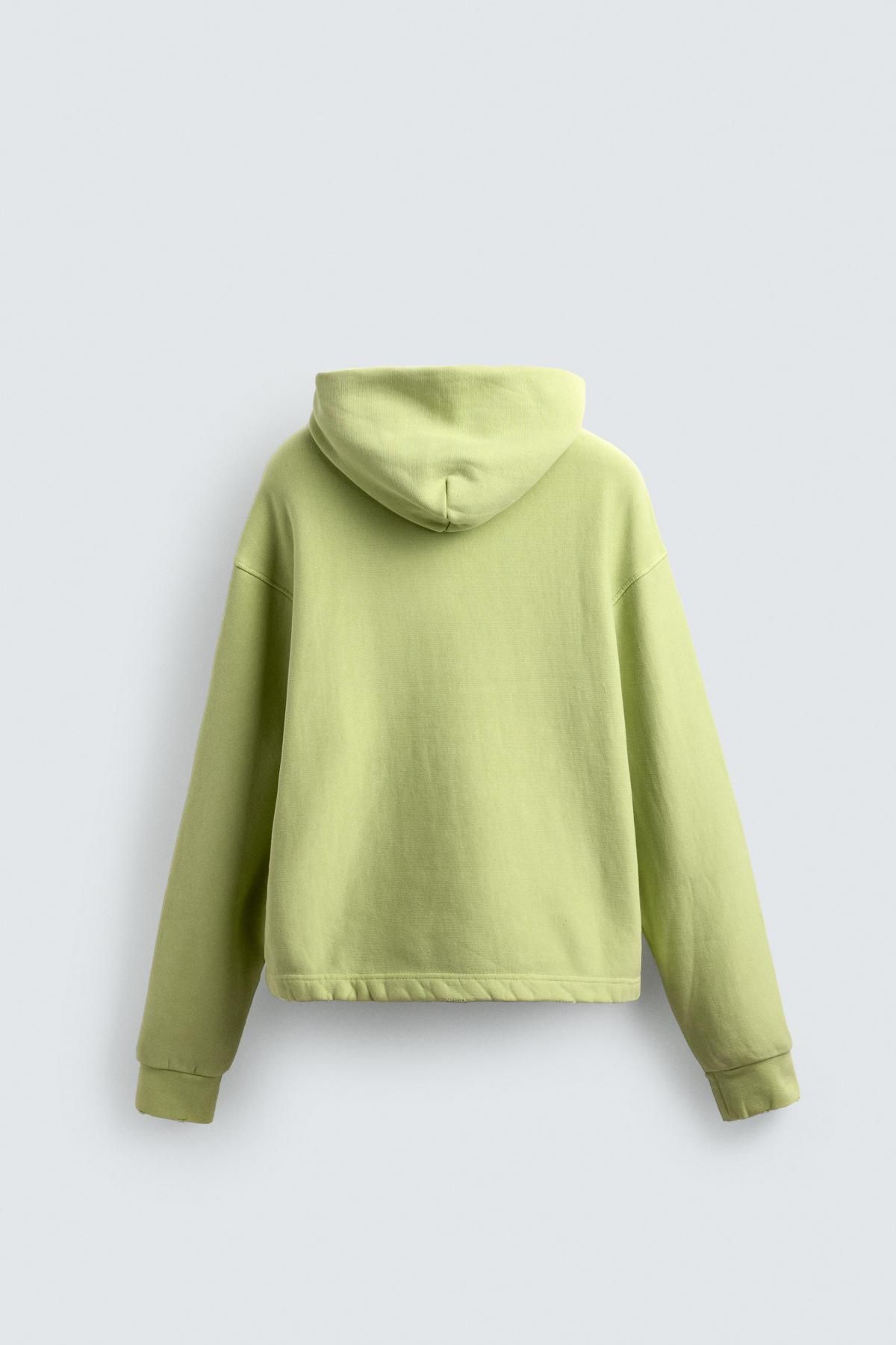 자라 워시드 크롭핏 후드 스웨트셔츠 4729/308 PISTACHIO GREEN 이미지 8