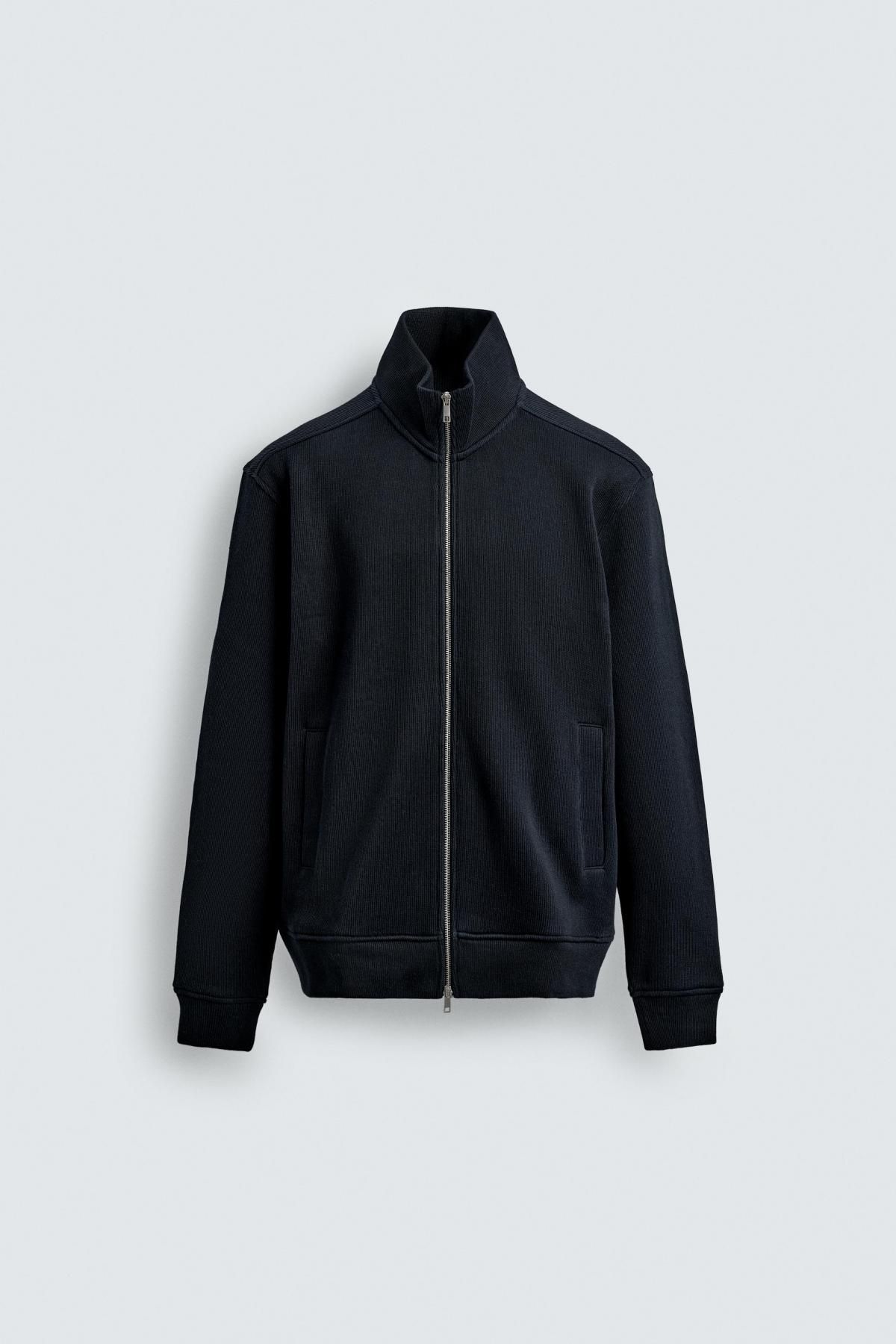 자라 테크니컬 골지 집업 재킷 0526/324 NAVY BLUE - 상품 이미지