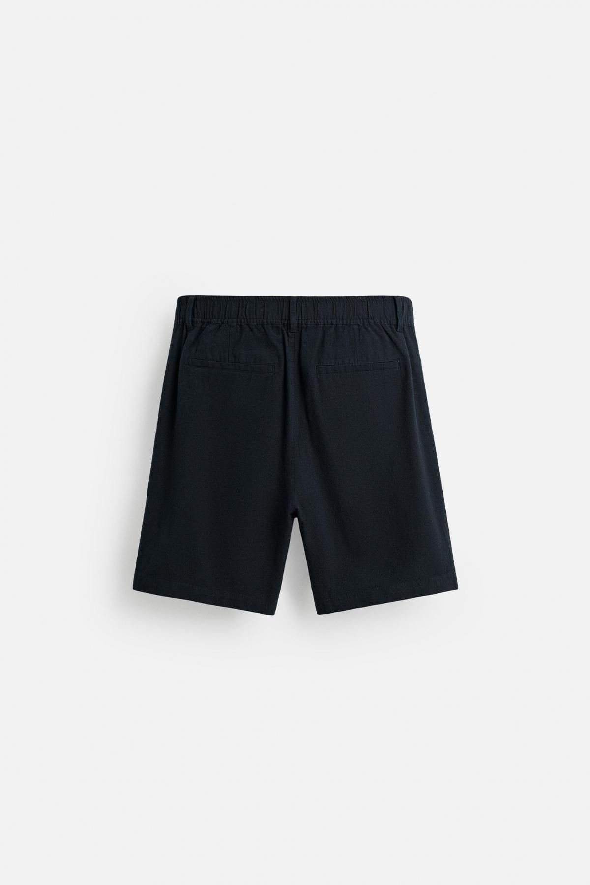 자라 코튼리넨 레귤러핏 버뮤다 반바지 4391/305 NAVY BLUE 이미지 8