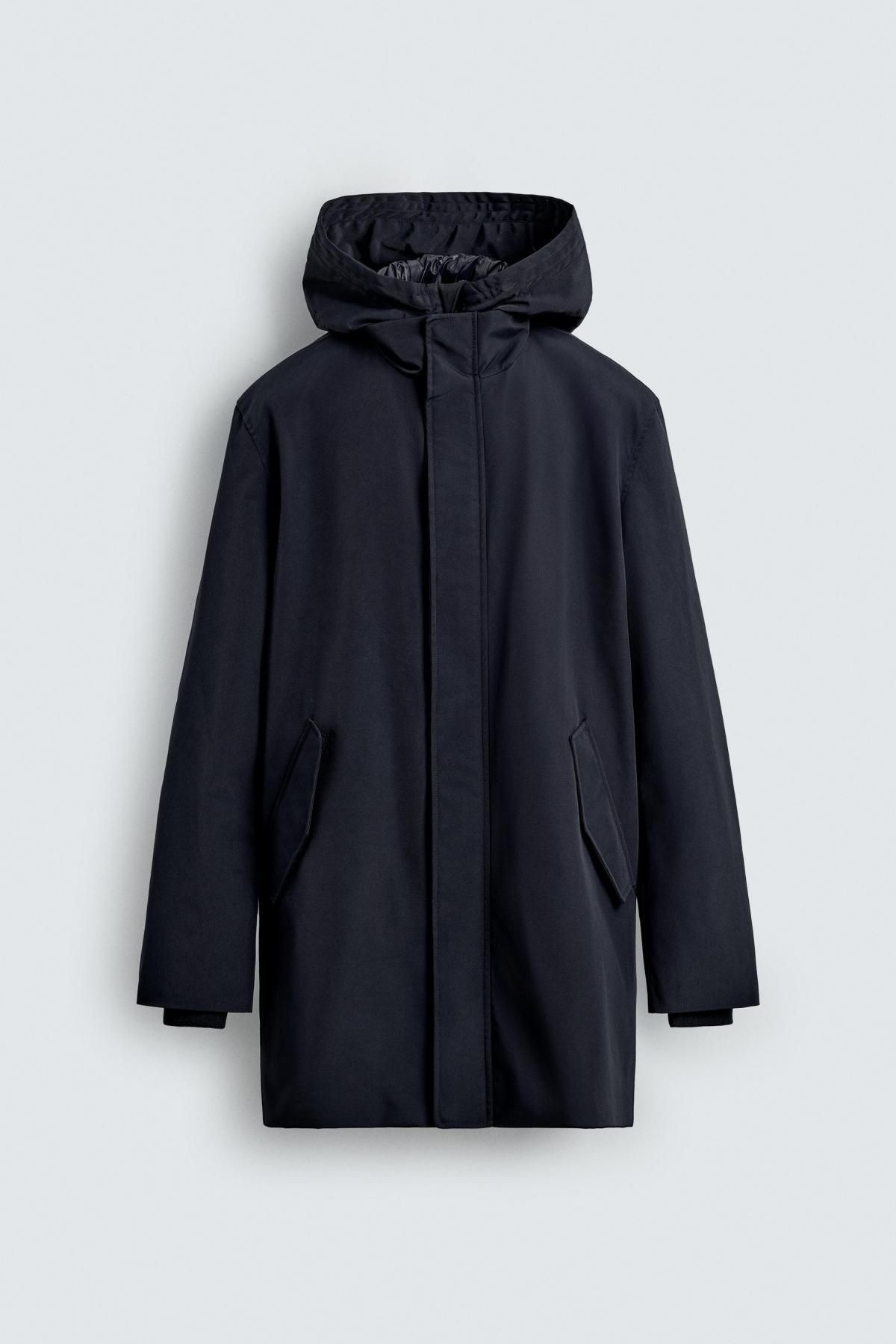 자라 테크니컬 방수 후드 집업 파카 8281/179 NAVY BLUE - 상품 이미지