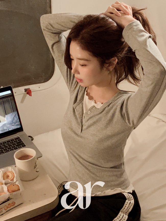 배색 물결 레이어드 단작 티셔츠 ts4761 - 상세 이미지 2